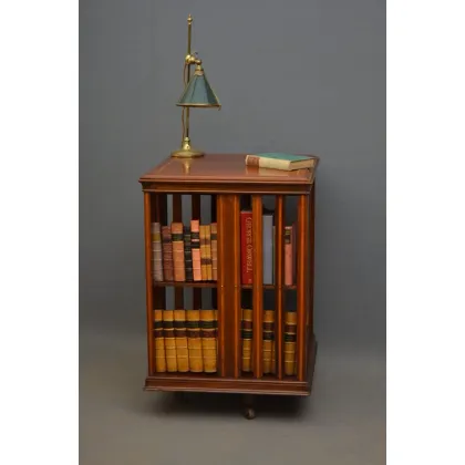Zdjęcie Edwardiański, obrotowy regał na książki z mahoniu - antyk