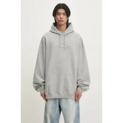 Zdjęcie VETEMENTS bluza 3D Oval Logo Oversized męska kolor szary z kapturem z nadrukiem UA66HD790G