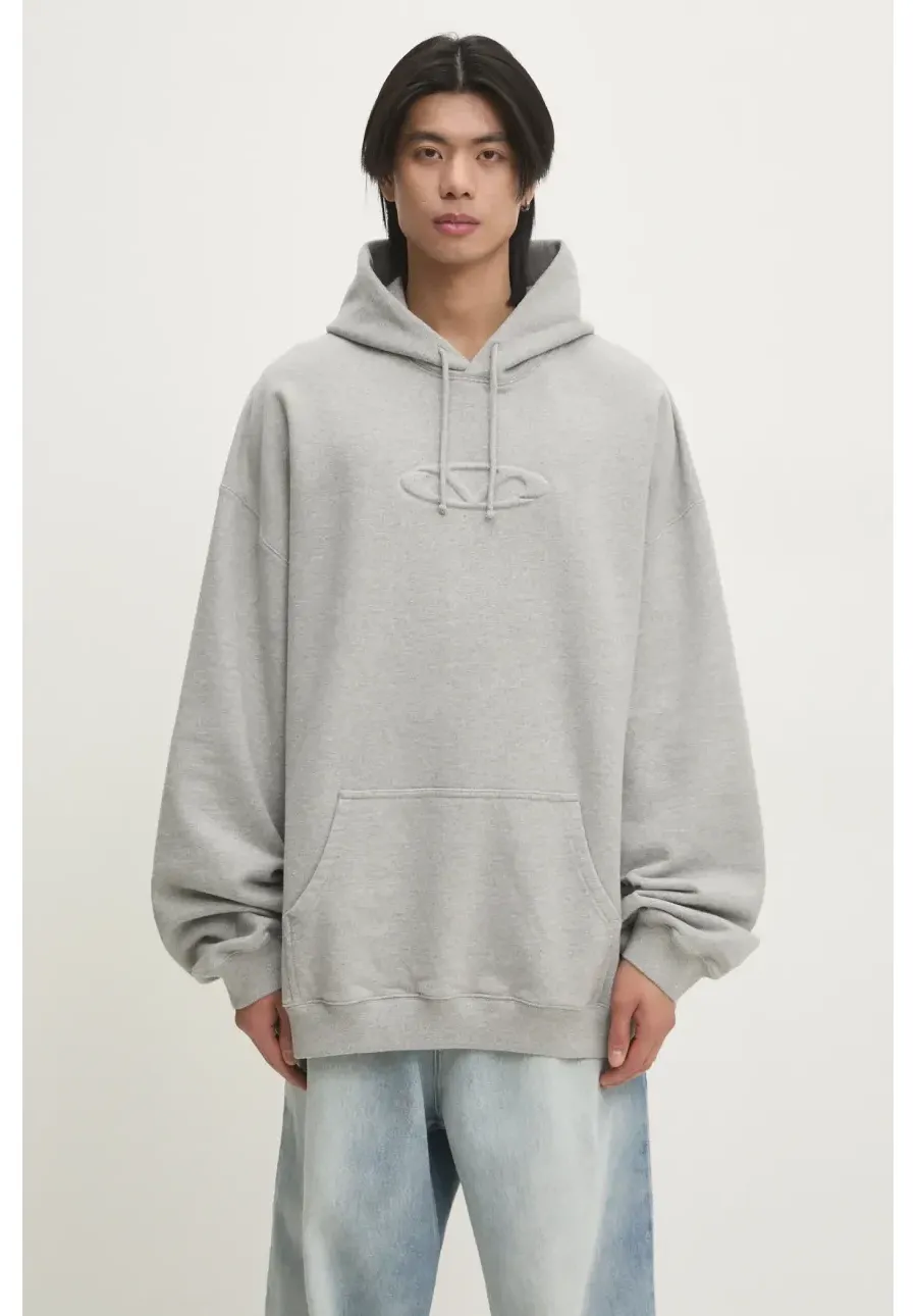 obrazek 1 VETEMENTS bluza 3D Oval Logo Oversized męska kolor szary z kapturem z nadrukiem UA66HD790G