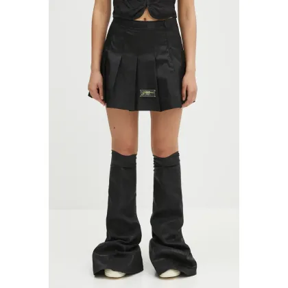 Zdjęcie GANNI spódnica Duchesse Nylon Pleated Mini kolor czarny mini rozkloszowana W0479