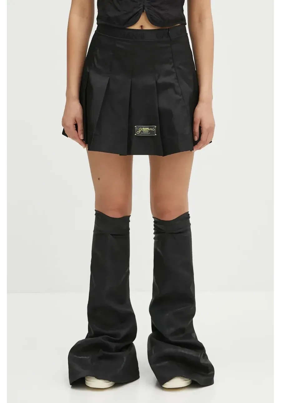 obrazek 1 GANNI spódnica Duchesse Nylon Pleated Mini kolor czarny mini rozkloszowana W0479