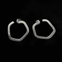 Picture Unique matt silver stud earrings in the shape of an open pentagon - a perfect idea for an anniversary