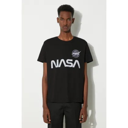 Zdjęcie Alpha Industries t-shirt bawełniany x NASA kolor czarny z nadrukiem 178501.03-CZARNY