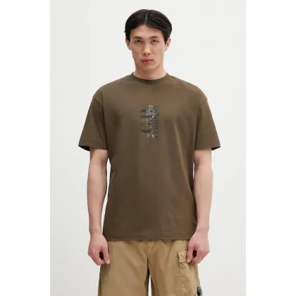 Zdjęcie C.P. Company t-shirt bawełniany męski kolor zielony z nadrukiem 18CMTS177A005100W