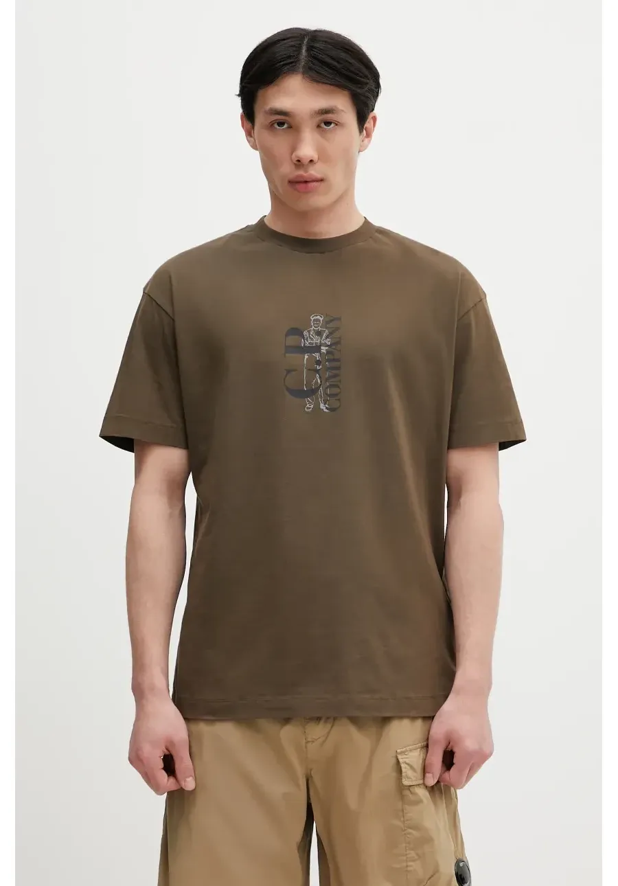 obrazek 1 C.P. Company t-shirt bawełniany męski kolor zielony z nadrukiem 18CMTS177A005100W