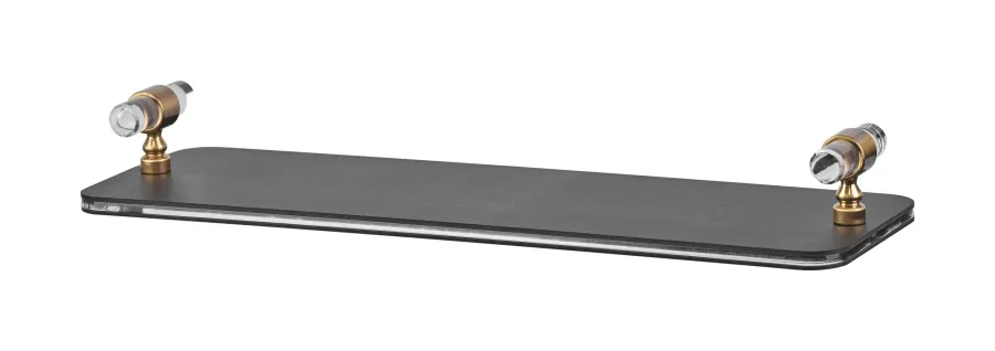 obrazek 1 Taca łazienkowa 33x10xH5 cm w kolorze musztardowym z grafitowymi uchwytami