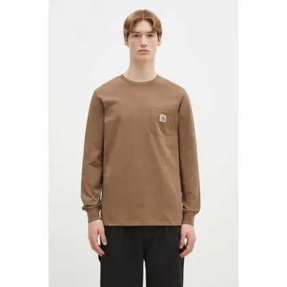 Zdjęcie Carhartt WIP longsleeve bawełniany Longsleeve Pocket kolor brązowy gładki I030437.2LTXX