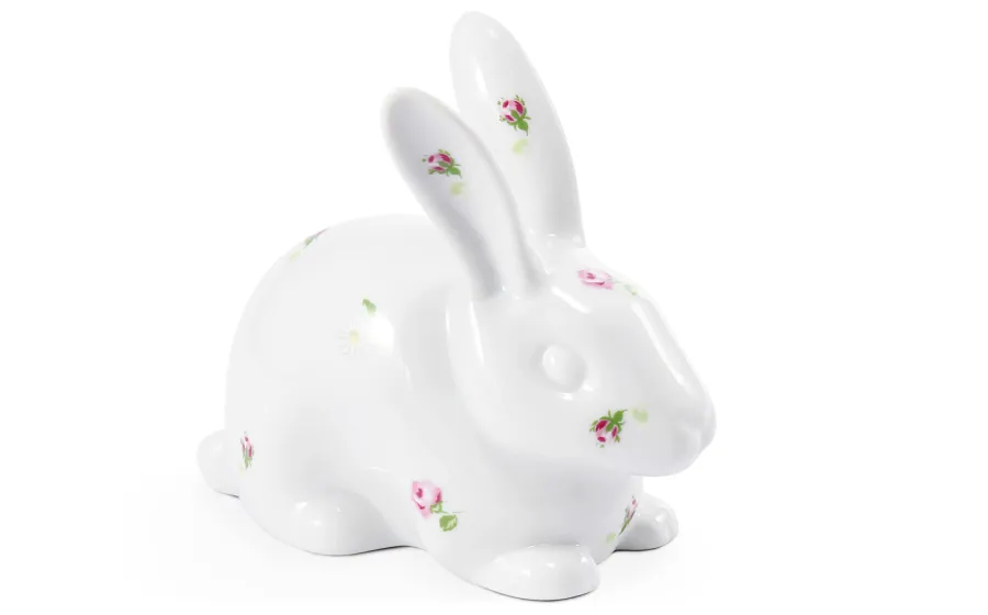 obrazek 1 Ozdobny porcelanowy zając zdobiony motywem róży - Leander