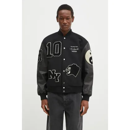 Zdjęcie MKI MIYUKI ZOKU kurtka bomber wełniana Patch Varsity kolor czarny przejściowa PATCH.VARSITY.BLACK