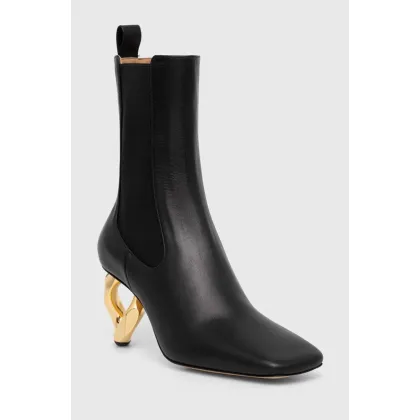 Zdjęcie JW Anderson sztyblety skórzane Chain Heel damskie kolor czarny na słupku ANW43021A