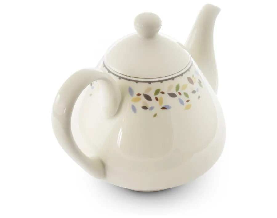 obrazek 2 Nowoczesny czajniczek z porcelany zdobiony subtelnym motywem liści z kolekcji NatureLine - Leander