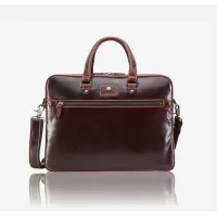 Picture Stylish narrow tobacco-colored business bag made of natural leather