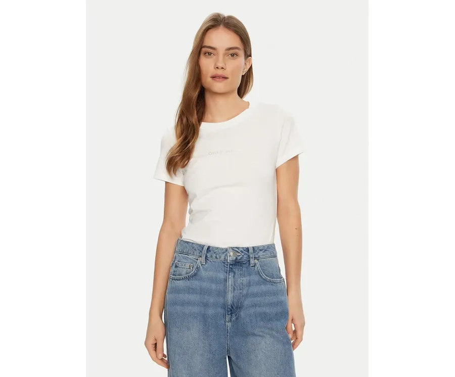 obrazek 1 Calvin Klein Jeans T-Shirt Institutional Graphic J20J224990 Biały Slim Fit
