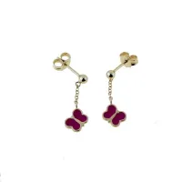 Picture Fuchsia enameled butterfly earrings