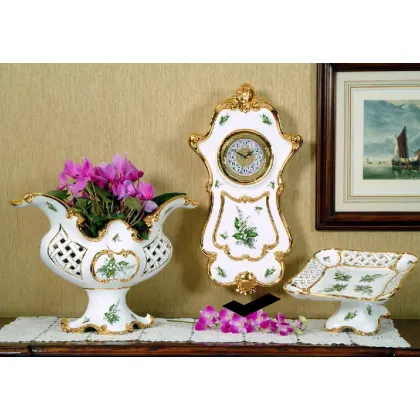 Picture White, gold, decorations - exclusive ceramic wall clock - Bruno Costenaro