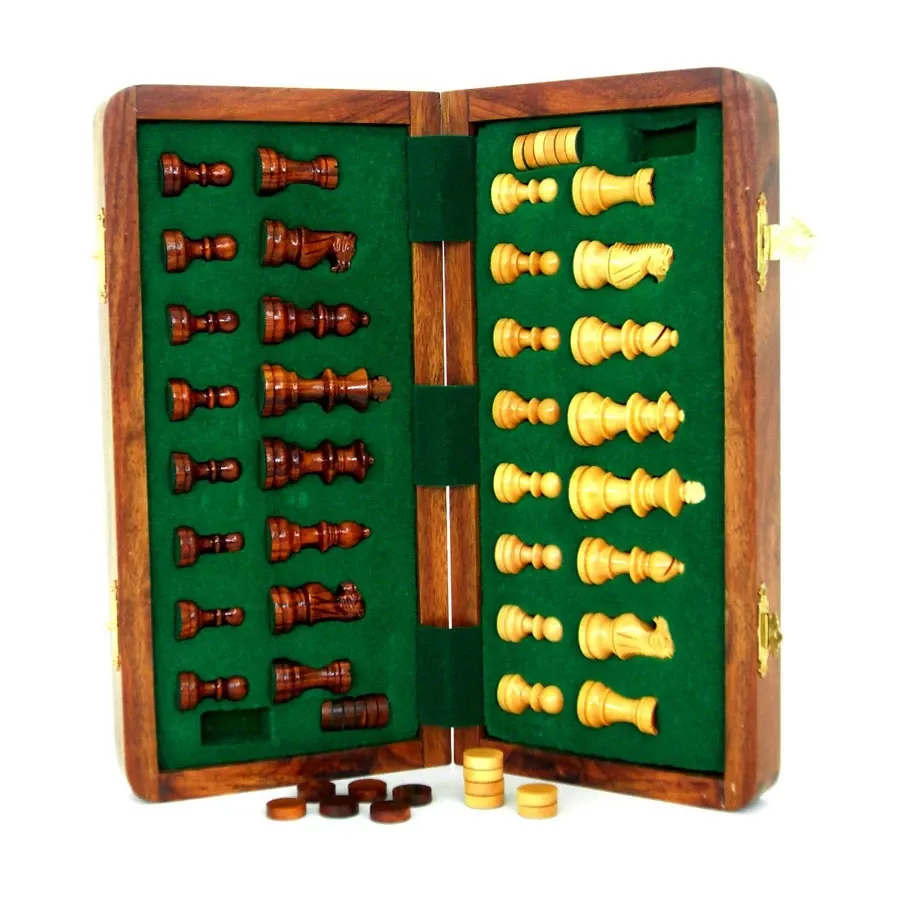 obrazek 1 Rozkładane szachy magnetyczne 19cmx19cm + warcaby G-1032D