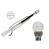 Picture Exclusive black shoe horn with a ball-shaped handle made of Swarovski crystal - Pasotti