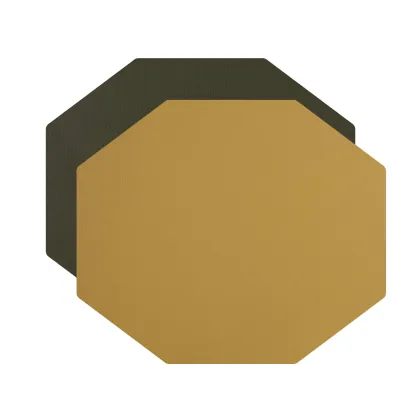 Zdjęcie Podkładka na stół 44,5x38 cm o kształcie ośmiokąta ze skóry w kolorze musztardowym i oliwkowym