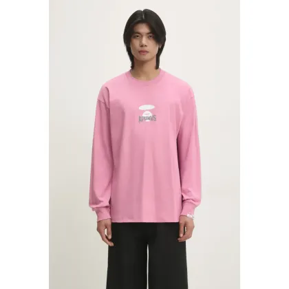 Zdjęcie AAPE longsleeve bawełniany Basic Long kolor różowy z nadrukiem AAPLTM1559XXN