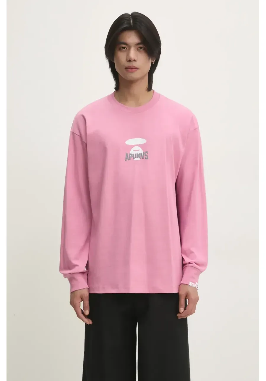 obrazek 1 AAPE longsleeve bawełniany Basic Long kolor różowy z nadrukiem AAPLTM1559XXN