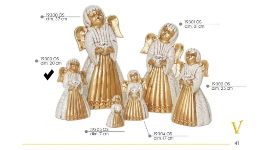 obrazek 1 Włoski, ceramiczny, śpiewający anioł z kryształem 20cm - Valle d'oro Patchi