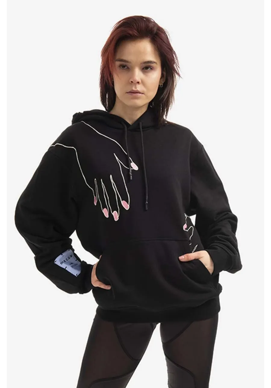 obrazek 1 MCQ bluza bawełniana damska kolor czarny z kapturem z aplikacją 624727RST861000-BLACK