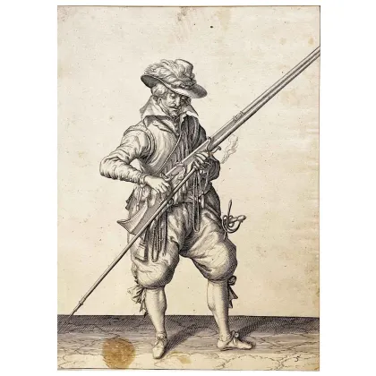Picture Antique portrait of a man with a weapon from the 17th century