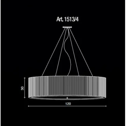 Zdjęcie Piękny żyrandol z dużym szyfonowym abażurem w kolorze kości słoniowej - Il Paralume Marina