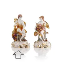 Zdjęcie Stylowa figurka ceramiczna w stylu barokowym greckiego mężczyzny z kwiatami - Ceramiche ML