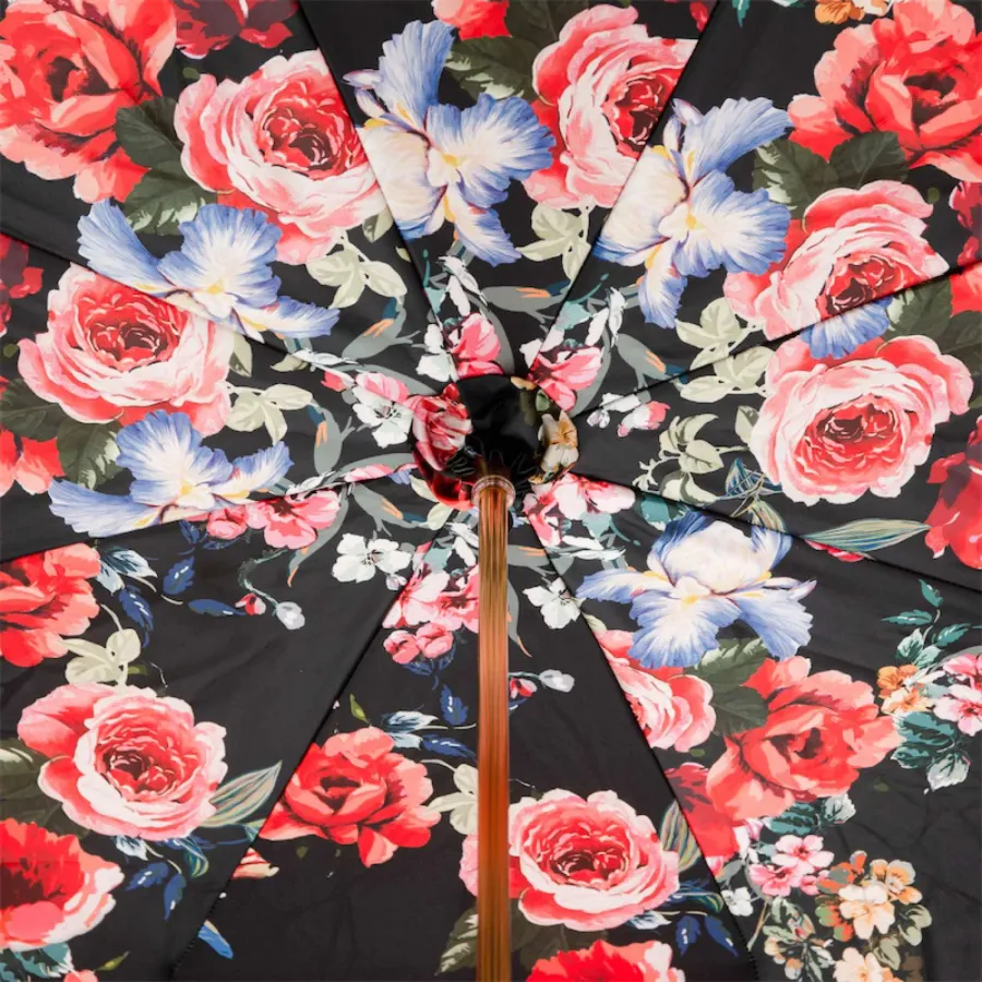 obrazek 4 Stylowy parasol damski w kolorze czerwieni zdobiony motywem róż - Pasotti