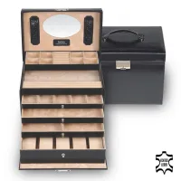 Picture A tasteful chest made of Italian leather with a mirror on the lid - Sacher
