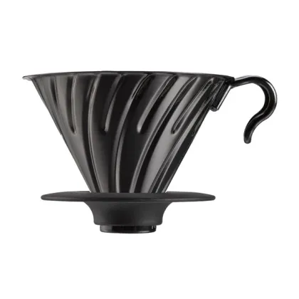 Zdjęcie Hario metalowy Drip V60-02 czarny z silikonową podstawką HARIO