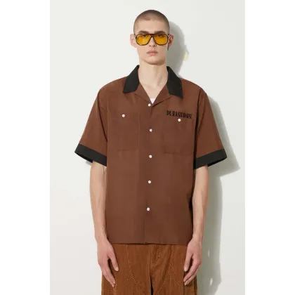 Zdjęcie PLEASURES koszula Daisy Bowling Button Down męska kolor brązowy regular P24SU001-BROWN