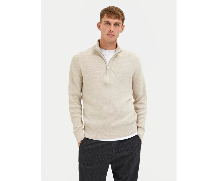 obrazek 1 Selected Homme Sweter Rodney 16087985 Beżowy Regular Fit