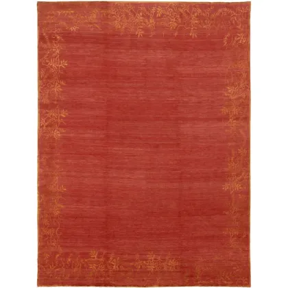 Zdjęcie Czerwony dywan z wełny i jedwabiu z motywem roślinnym