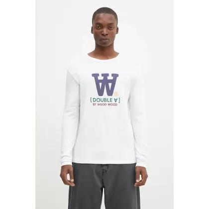 Zdjęcie Wood Wood longsleeve bawełniany Mel kolor biały z nadrukiem 10285402.2323-WHITE