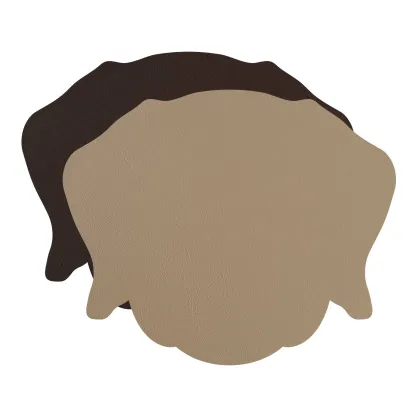 Zdjęcie Elegancka skórzana podkładka na stół - głowa psa 47x35 cm w kolorze cappuccino i czekoladowym