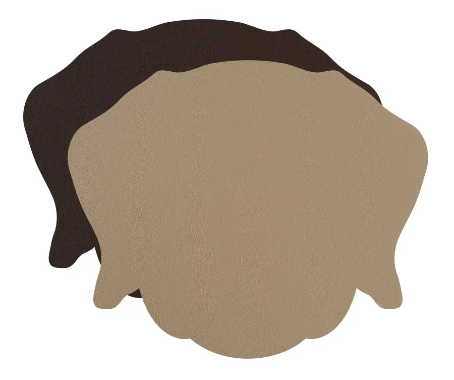 obrazek 1 Elegancka skórzana podkładka na stół - głowa psa 47x35 cm w kolorze cappuccino i czekoladowym