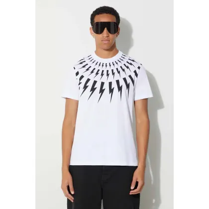 Zdjęcie Neil Barett t-shirt bawełniany FAIRISLE THUNDERBOLT męski kolor biały z nadrukiem PBJT007S.V501S.526