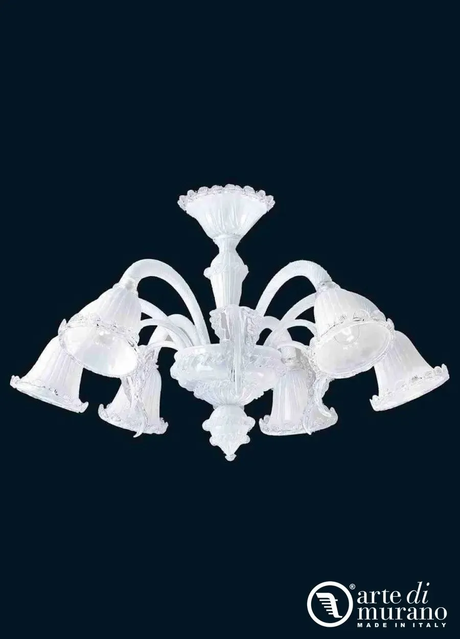 obrazek 1 Luksusowa biała lampa sufitowa ze szkła Murano