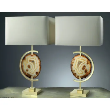 Zdjęcie Dekoracyjna lampa z mosiądzu i agatu