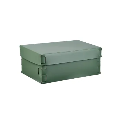 Zdjęcie Pudełko Snob 32x20xH13,5 cm wykonane z naturalnej skóry z recyklingu w kolorze eukaliptusa