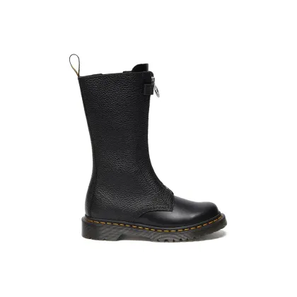 Zdjęcie Dr. Martens botki skórzane 1b99 Frnt Zip damskie kolor czarny na płaskim obcasie DM32053001