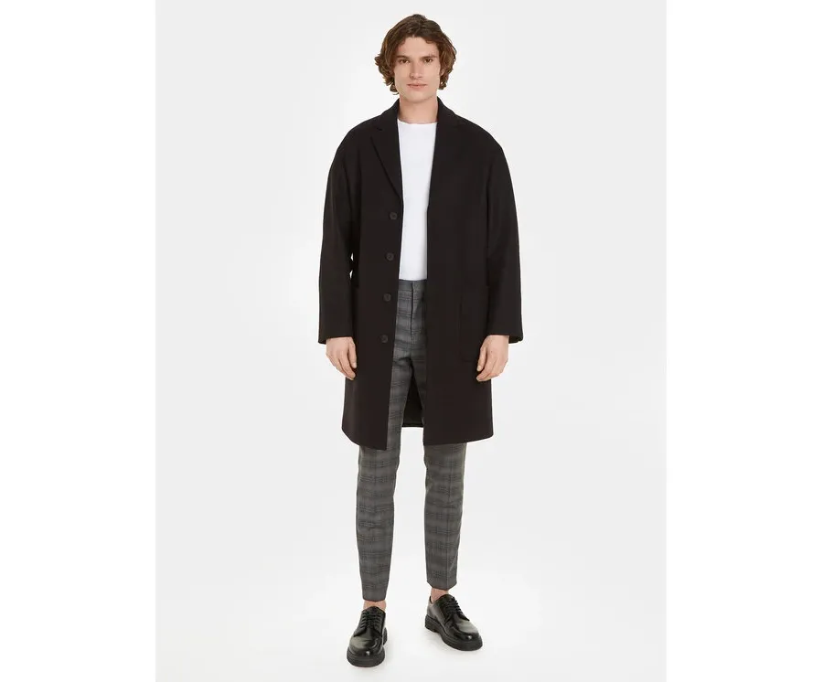 obrazek 1 Calvin Klein Płaszcz wełniany K10K111745 Czarny Regular Fit