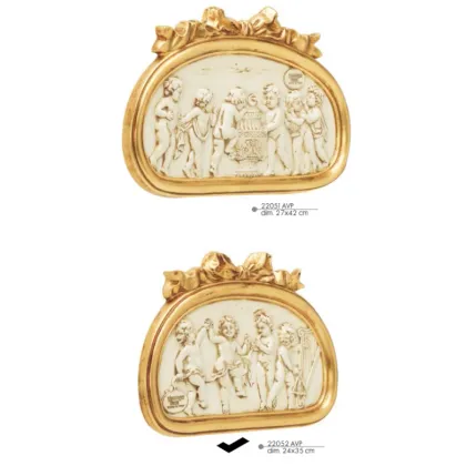 Picture Oval bas-relief with a bow and 4 convex angels - Valle d'oro Patchi