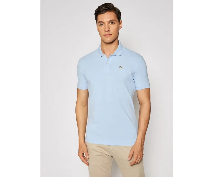 obrazek 1 La Martina Polo Piquet CCMP02 PK001 Błękitny Slim Fit