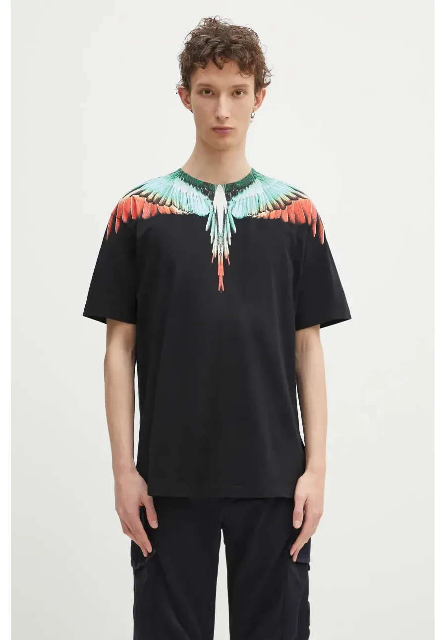 obrazek 1 Marcelo Burlon t-shirt bawełniany Icon Wings Basic T-Shirt Black Multicolo męski kolor czarny z nadrukiem CMAA056S25JER0011084