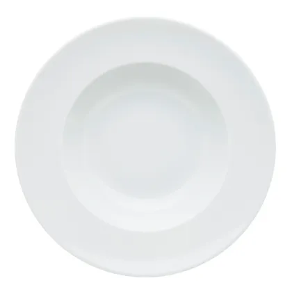 Zdjęcie Porcelanowy mały talerz na makaron Spirit White z rantem z zakrzywionymi płynącymi liniami - Vista Alegre