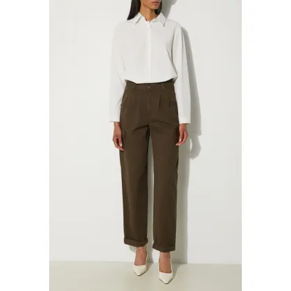 Zdjęcie Carhartt WIP spodnie bawełniane I029789.63GD kolor zielony fason cargo high waist Collins Pant