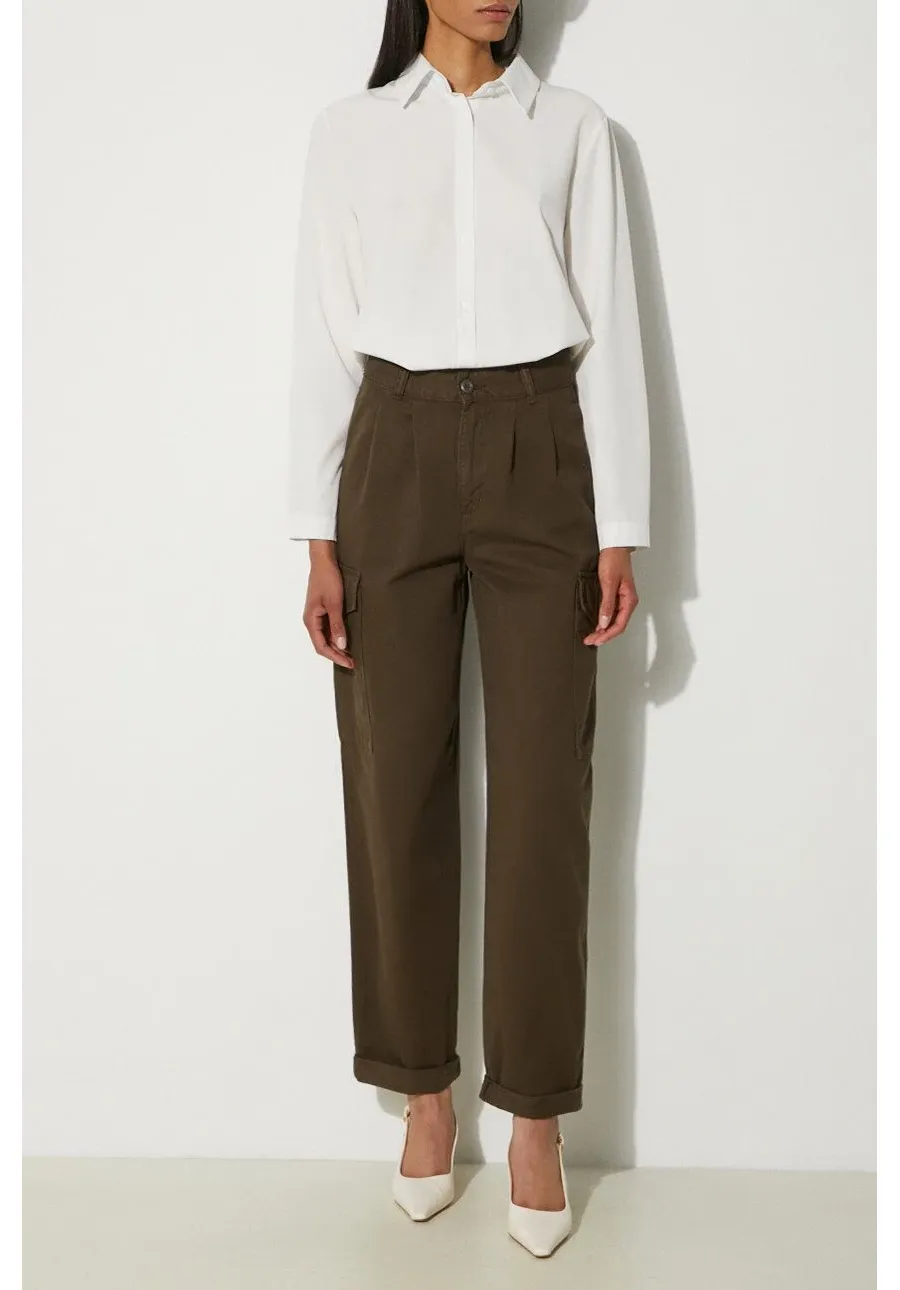obrazek 1 Carhartt WIP spodnie bawełniane I029789.63GD kolor zielony fason cargo high waist Collins Pant